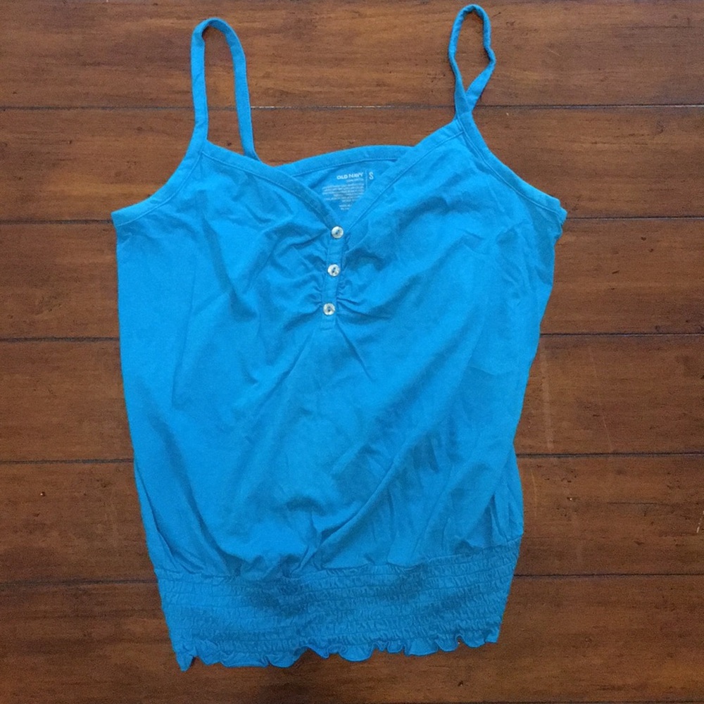 Blue sweetheart neckline spaghetti strap tank